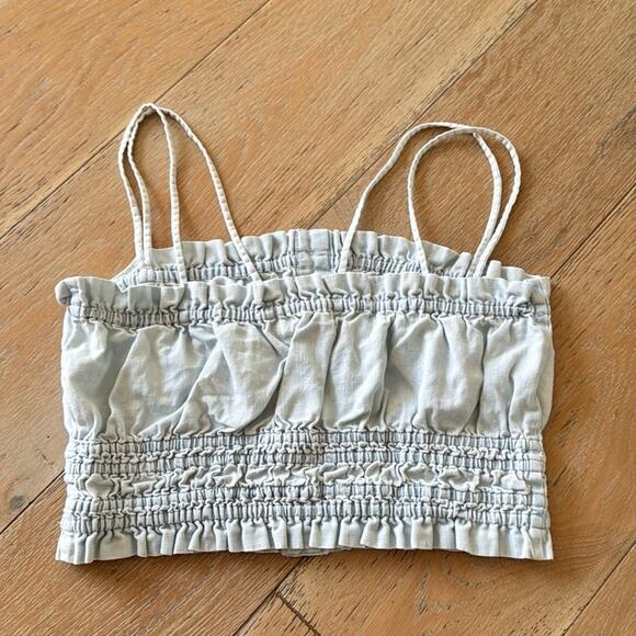 Nectar Clothing Chambray Smocked 100% Cotton Crop Top Blue Size M - Picture 4 of 6